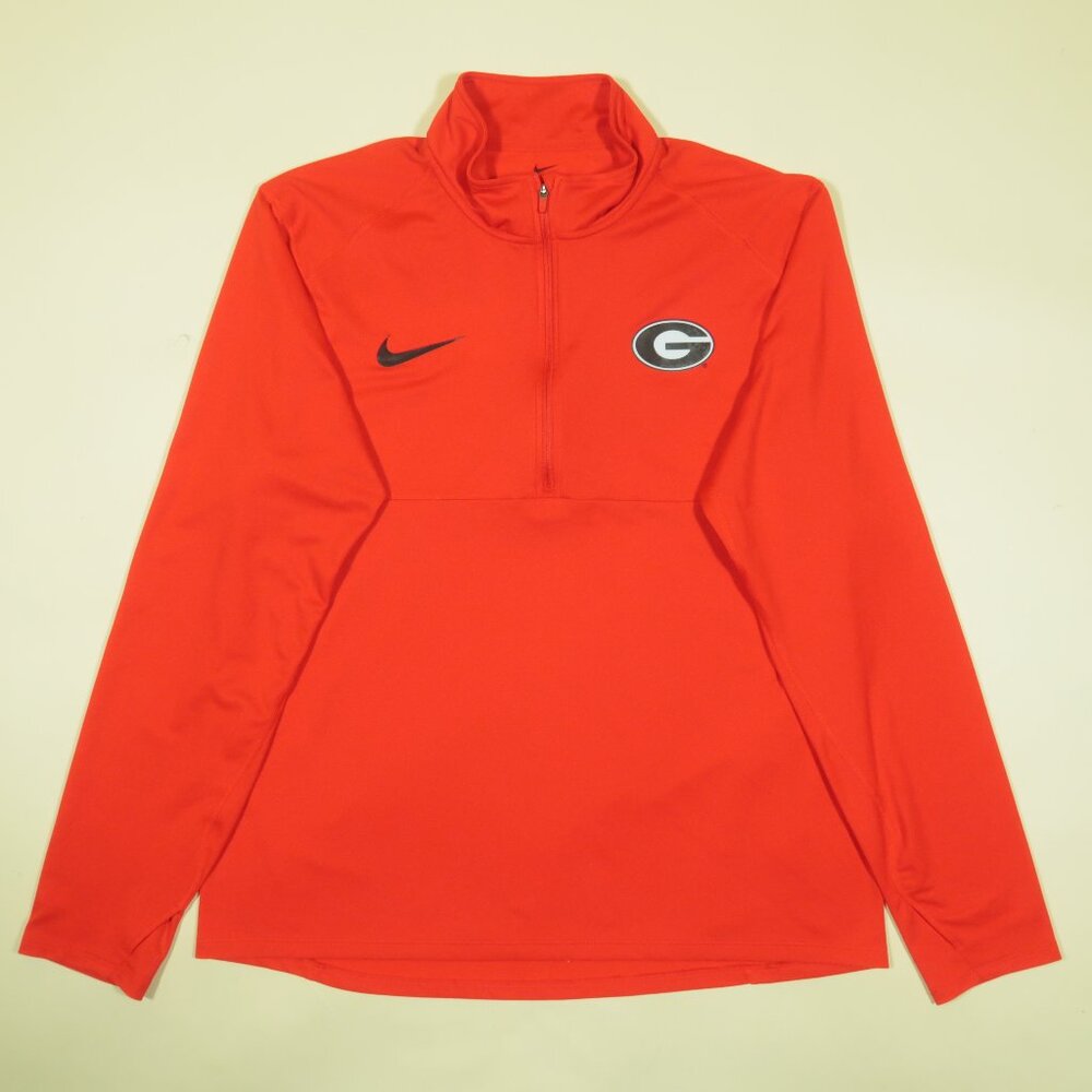 Nike Georgia Bulldogs Pullover Mens L Red Logo Half Zip Performance Sideline - Picture 2 of 7